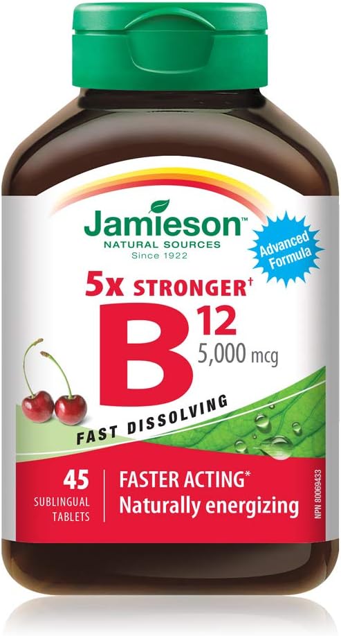 High Strength Jamieson Vitamin B12 Supplement - 5,000 mcg, 45 Tablets