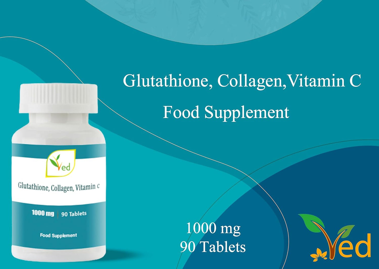 High Strength L-Glutathione Tablets with Collagen and Vitamin C - 90 Tablets, 1000mg