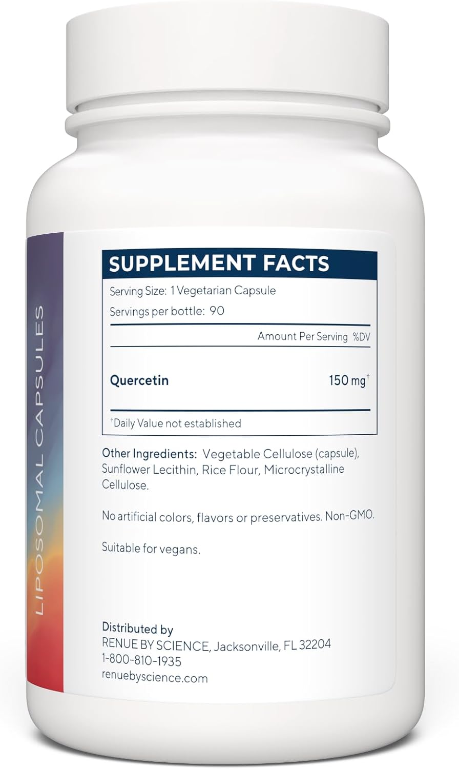 High Strength Liposomal Quercetin Supplements - 150mg per Serving - Non-GMO - Made in USA - Third-Party Tested