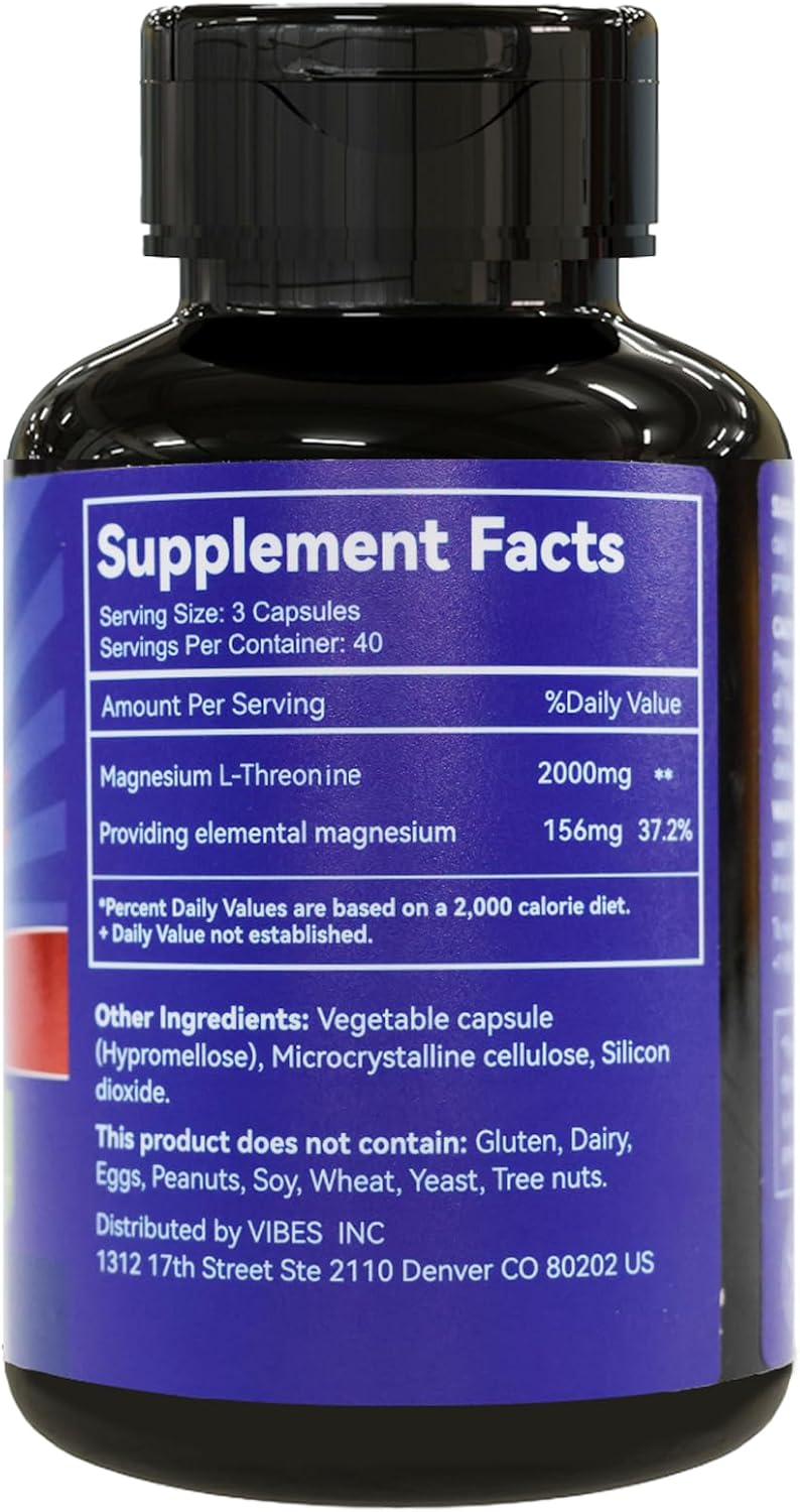 High Strength Magnesium L-Threonine Supplement - 2000mg, 120 Capsules by EAZGOO