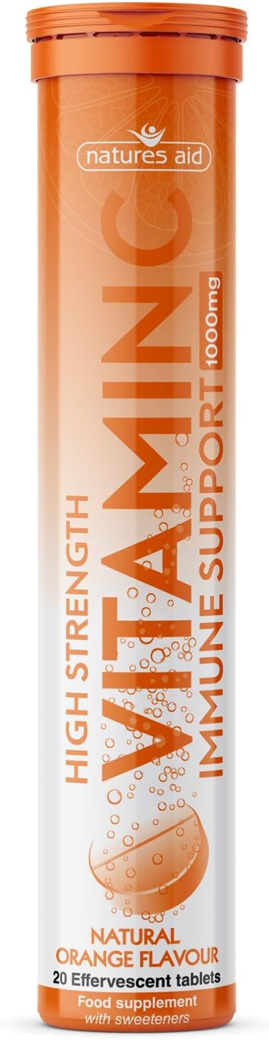 High Strength Natures Aid Vitamin C 1000MG Effervescent Tablets - 20 Count