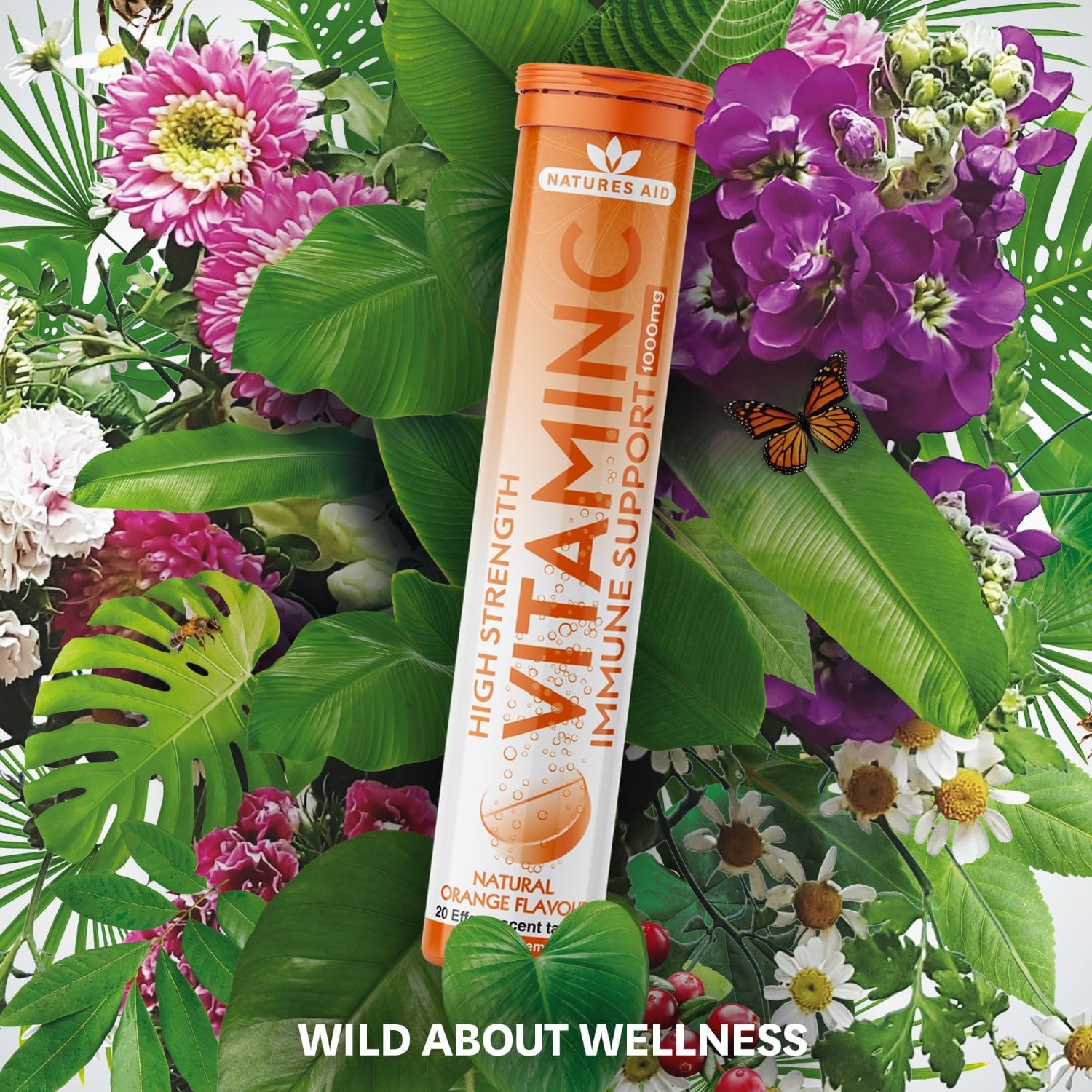 High Strength Natures Aid Vitamin C 1000MG Effervescent Tablets - 20 Count