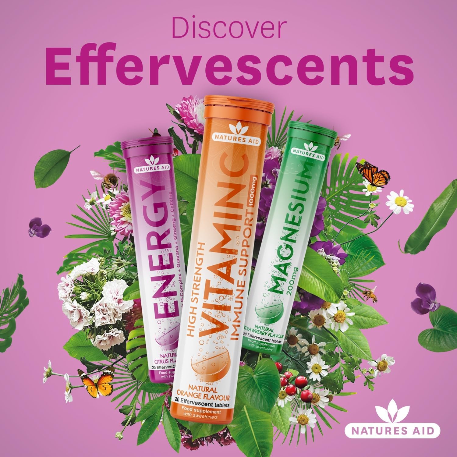 High Strength Natures Aid Vitamin C 1000MG Effervescent Tablets - 20 Count