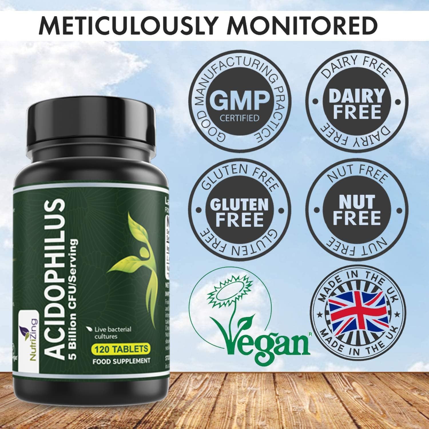 High Strength NutriZing Lactobacillus Acidophilus Supplement - 5 Billion CFU per Serving