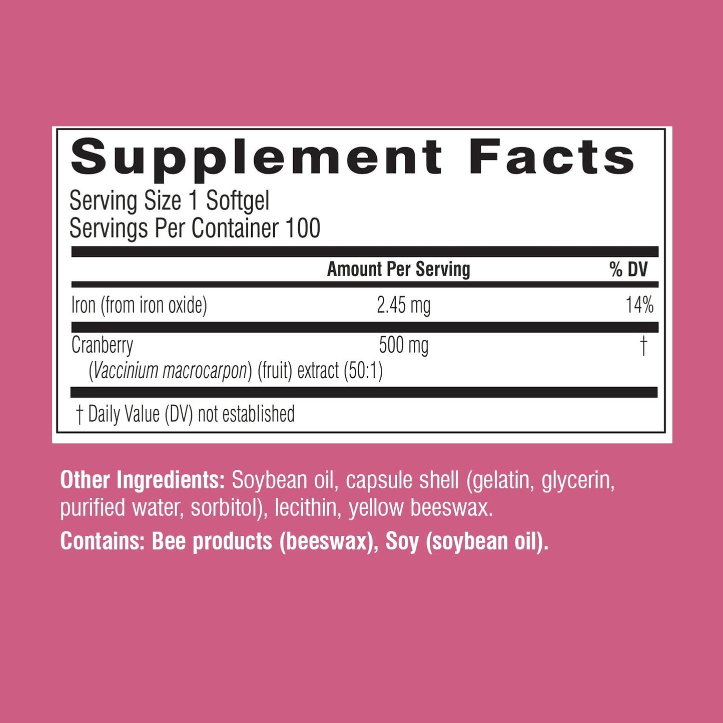 High Strength PACran Cranberry Extract Pills for UTI Support | 25000mg Supplement for Bladder & Kidney Health | 100 Softgels for Men & Women
