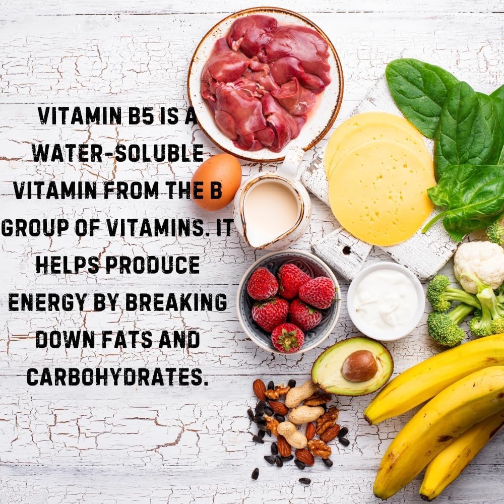 High Strength Pantothenic Acid Supplement 5000 Mcg - 60 Capsules