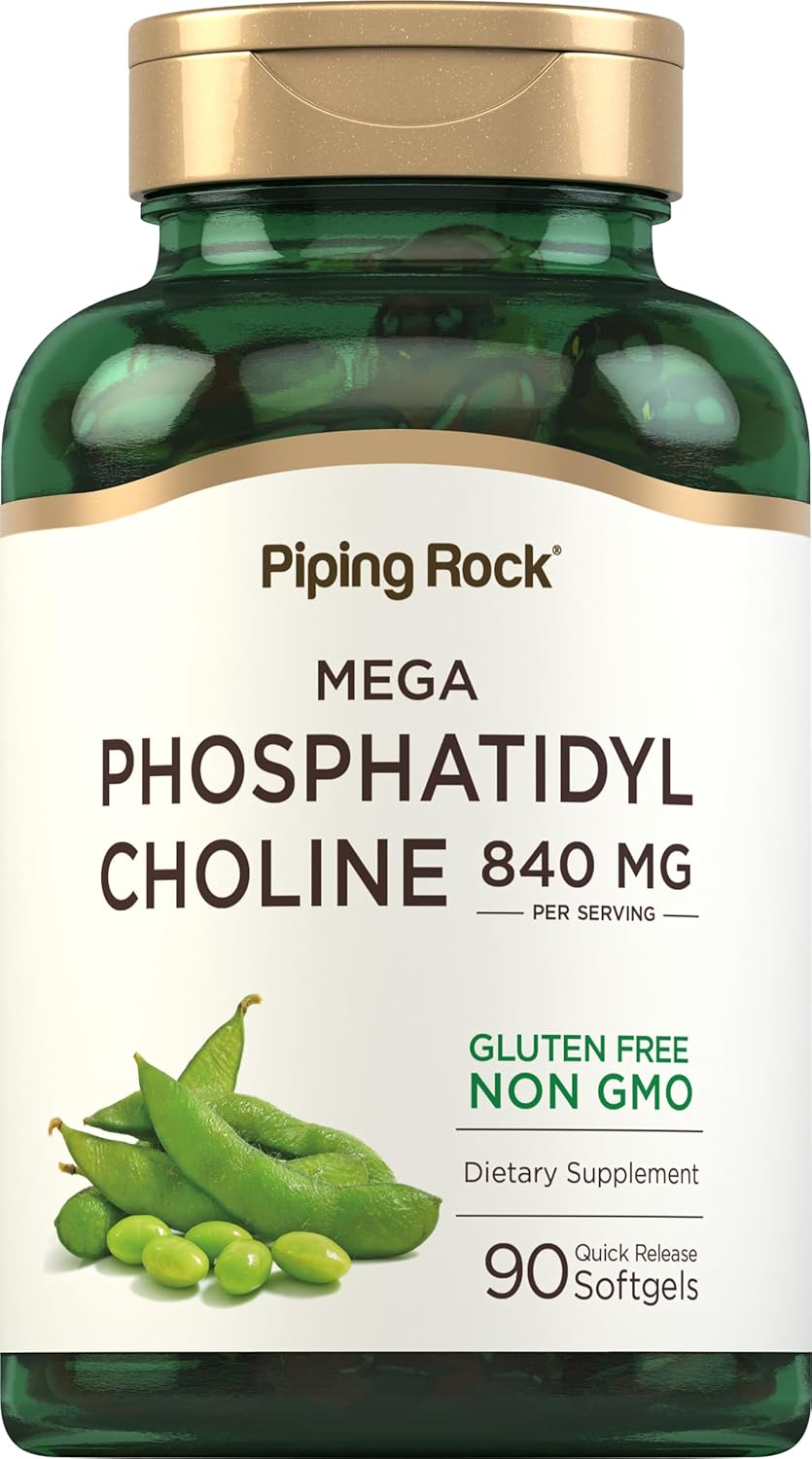 High Strength Phosphatidyl Choline Softgels 840mg - 90 Count - Non-GMO, Gluten Free - Soy Lecithin Source