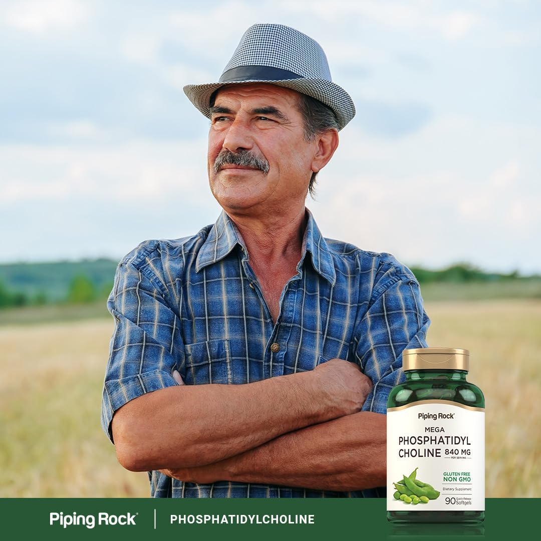 High Strength Phosphatidyl Choline Softgels 840mg - 90 Count - Non-GMO, Gluten Free - Soy Lecithin Source