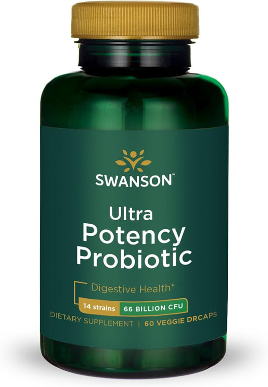 High Strength Probiotic for Digestive Health & Immune Support - 66 Billion CFU with Prebiotic NutraFlora - 60 DRcaps Veggies