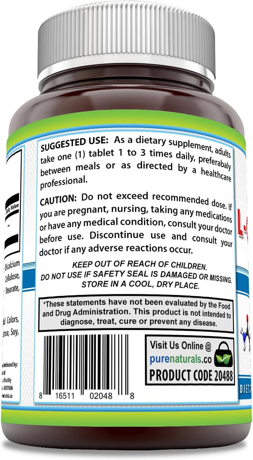 High Strength Pure Naturals L-Glutamine Supplement - 1000mg, 240 Tablets - Non-GMO, Gluten Free - USA Made