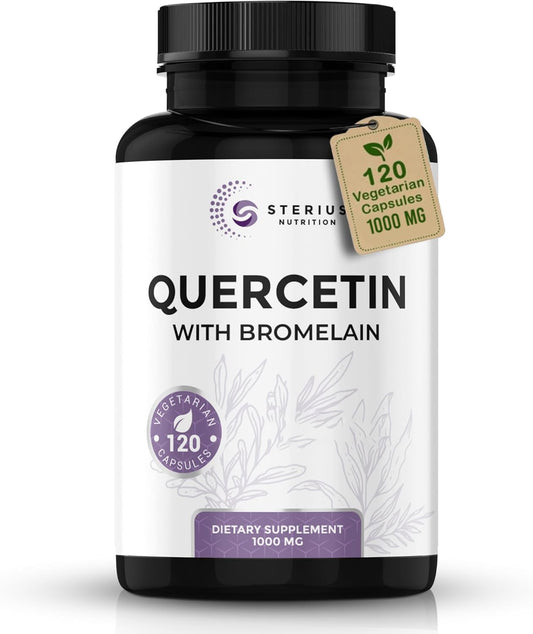 High Strength Quercetin with Bromelain Supplement - 120 Vegan Capsules for Immune Support - Non-GMO - Made in USA - BoostGo Australia