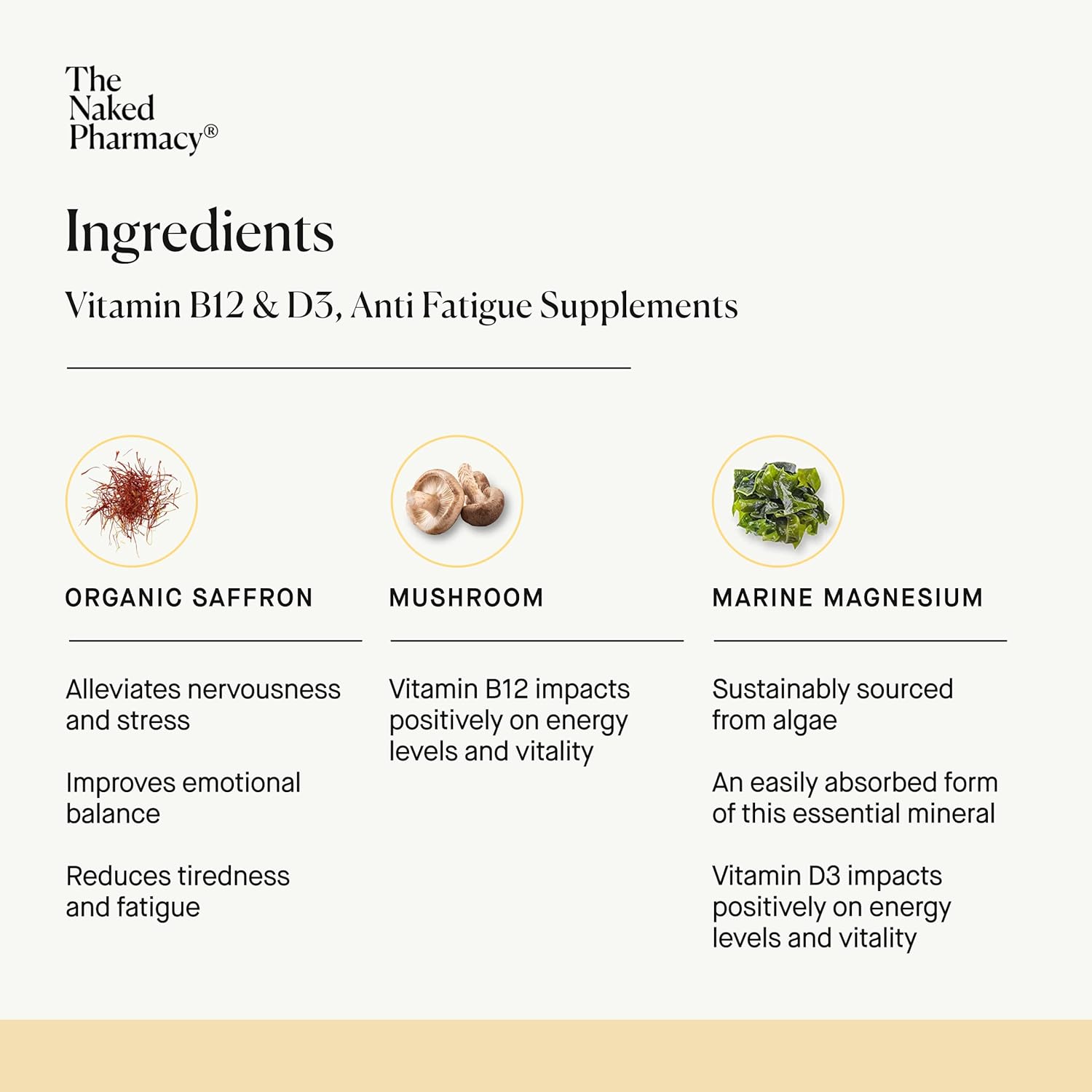 High Strength Saffrosun Saffron Supplements with Vitamin B12 for Fatigue & Menopause - 60 Vegan Capsules by The Naked Pharmacy