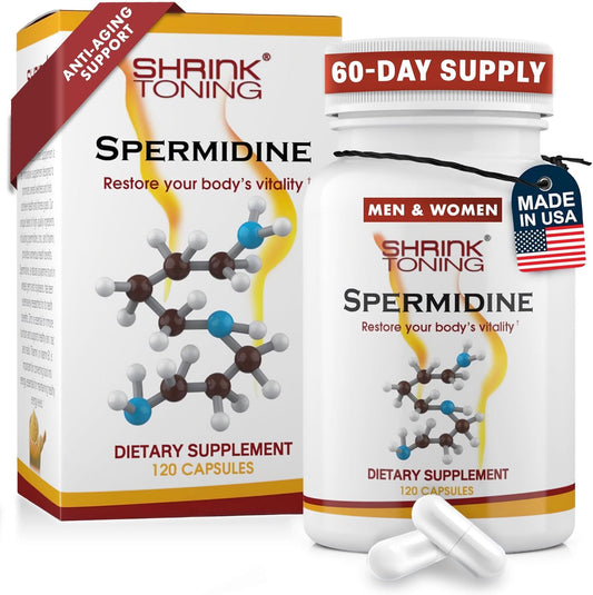 High Strength Spermidine Supplements for Men & Women - 120 Vegan Capsules | Anti-Aging & Wellness Support with Natural Polyamine, Zinc, Thiamin | Non-GMO & USA Made