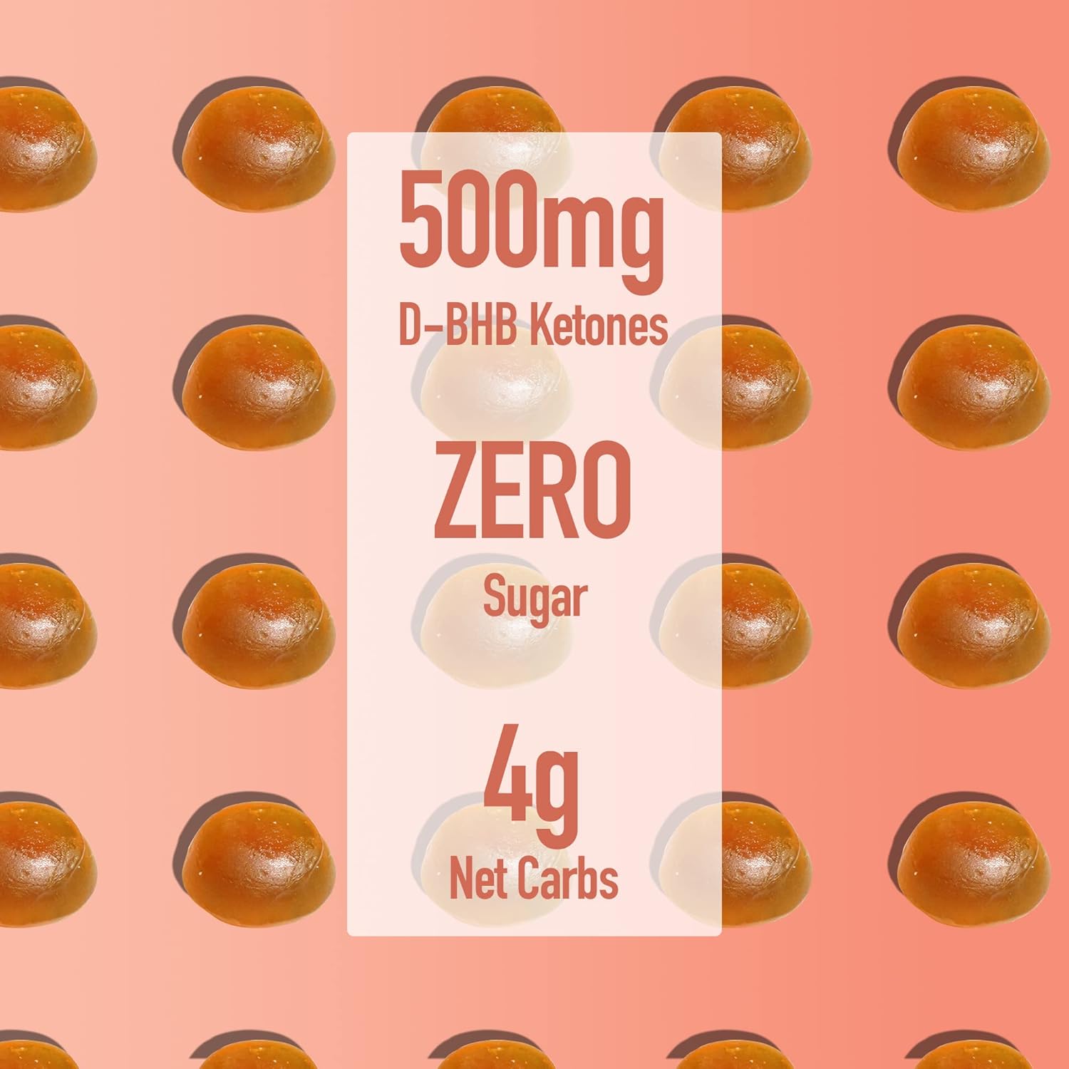 High Strength Sugar Free Peach Keto BHB Gummies with Exogenous Ketones for Enhanced Energy, Focus, and Diet Support - 30 Servings