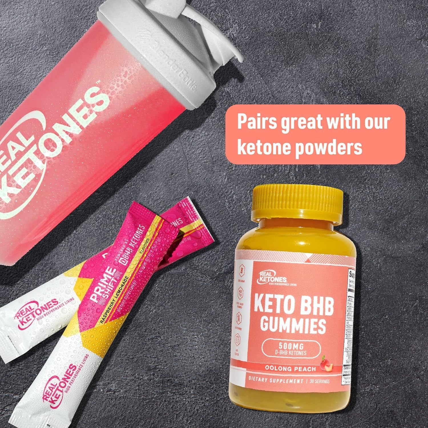 High Strength Sugar Free Peach Keto BHB Gummies with Exogenous Ketones for Enhanced Energy, Focus, and Diet Support - 30 Servings