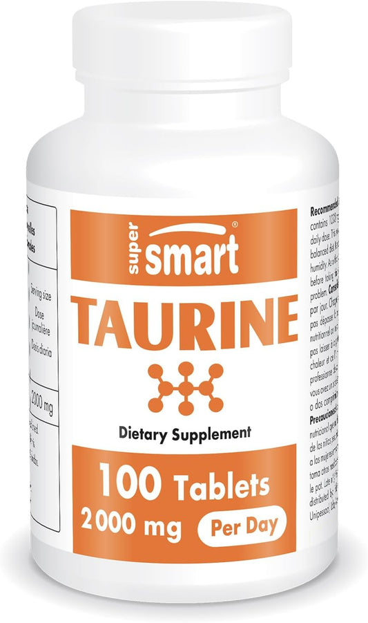 High Strength Taurine Supplement for Sports Nutrition - 2000mg Daily Dose - Amino Acid Tablets - Non-GMO & Gluten Free