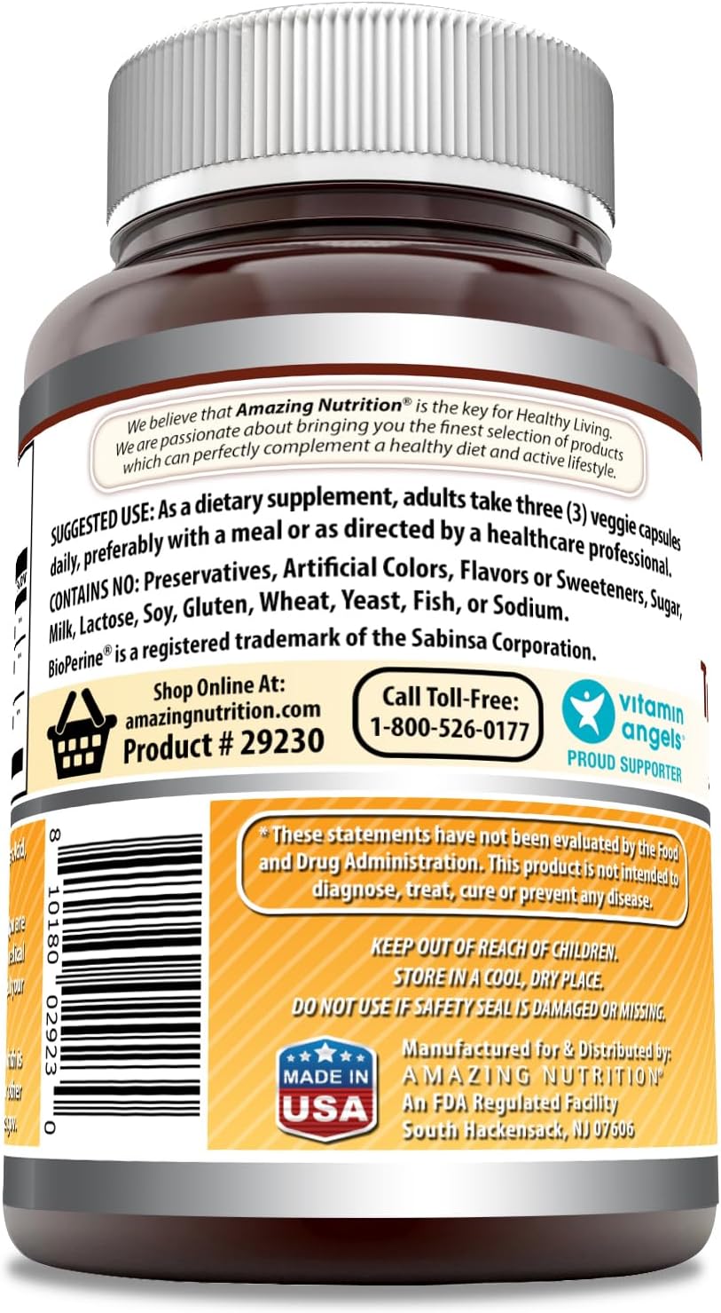 High Strength Turmeric Curcumin with Bioperine | 2250mg per Serving | 180 Veggie Capsules | Non-GMO & Gluten-Free | Made in USA