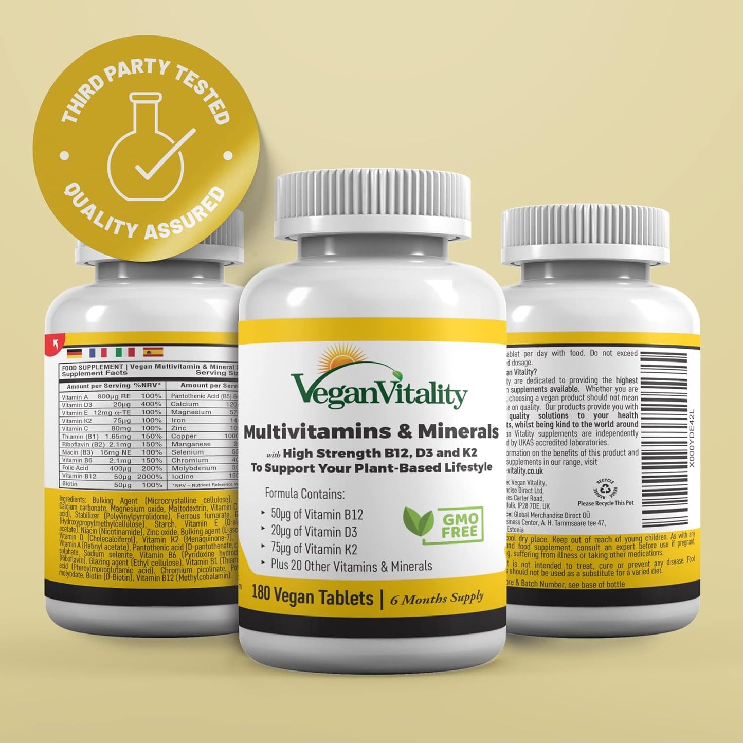 High Strength Vegan Vitality Energy Booster Bundle - Multivitamins and Super Mushroom Complex for Immunity, Energy, and Overall Health. Ideal for Vegans and Vegetarians, Plant-Based Formula.