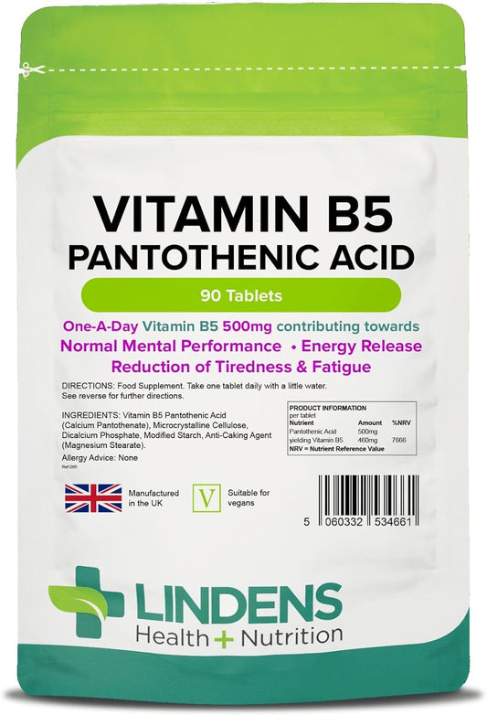 High Strength Vitamin B-5 Pantothenic Acid 460mg Tablets - 100 Pack