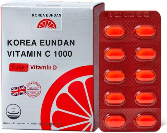 High Strength Vitamin C and D Supplement for Immune Support - Generic Korea Eundan Vitamin C 1000 + Vitamin D Easy to Swallow Tablet