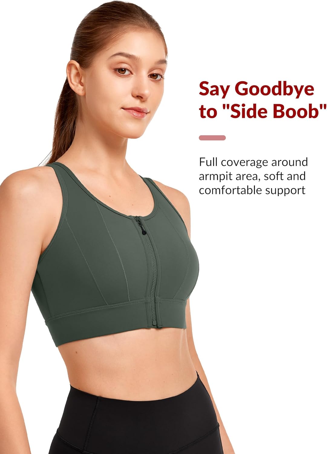 High Support Front Closure Sports Bra for Large Bust Women Running - Yvette High Impact Supportive Bra
