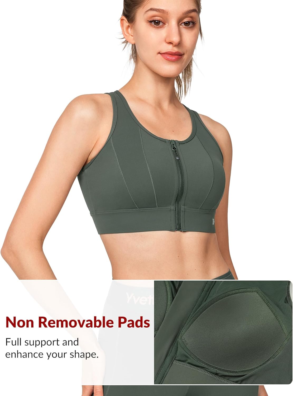 High Support Front Closure Sports Bra for Large Bust Women Running - Yvette High Impact Supportive Bra