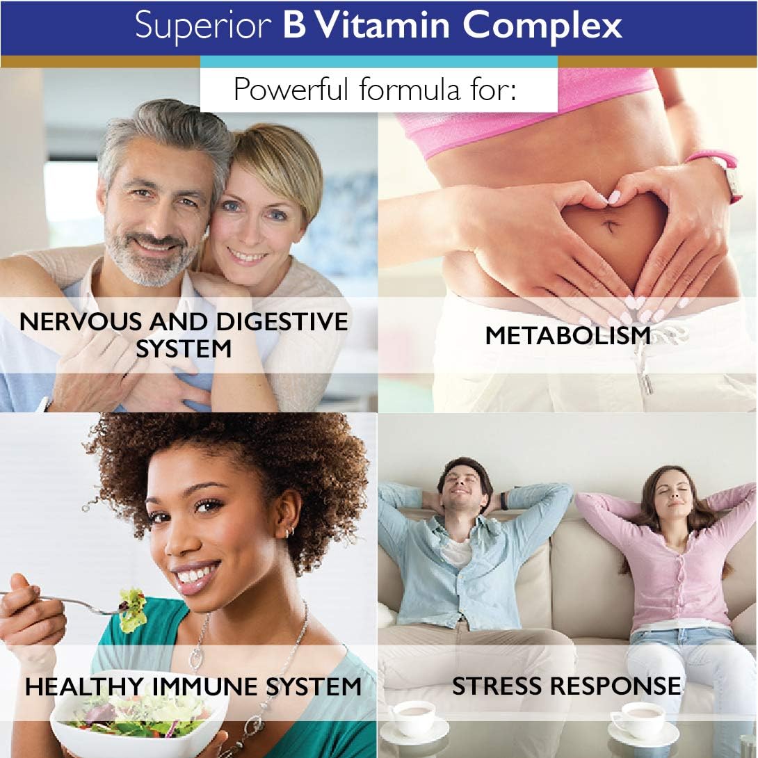 Highly Absorbable B Vitamin Complex by Superior Labs - NonGMO, Additive-Free, Gluten-Free - Supports Digestion and Metabolism - 60 Veggie Capsules