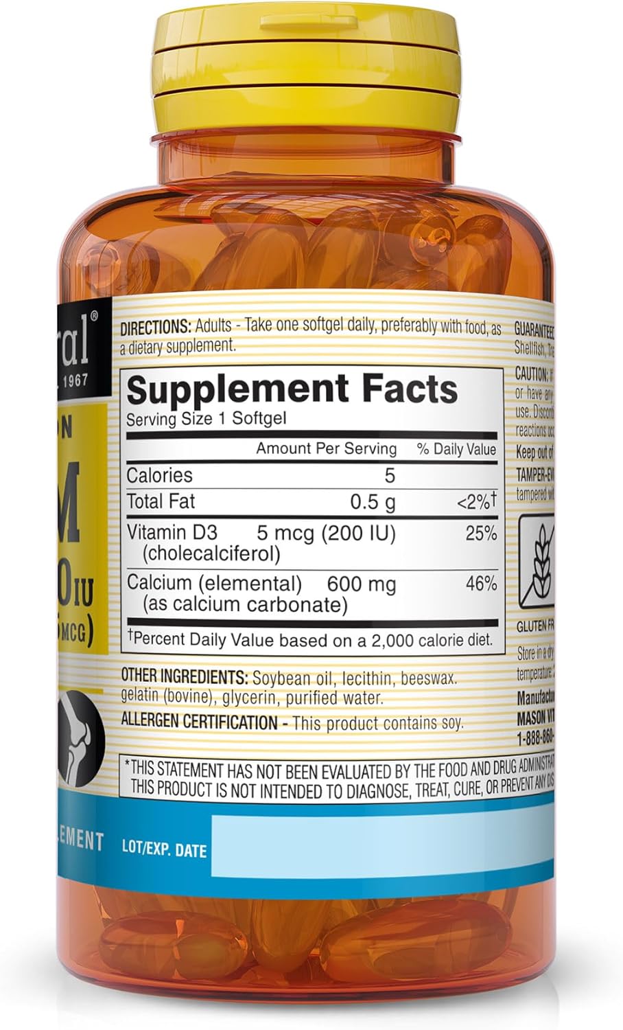 Highly Absorbable Calcium with Vitamin D3 for Stronger Muscles, Healthy Bones, and Overall Wellness - 60 Softgels