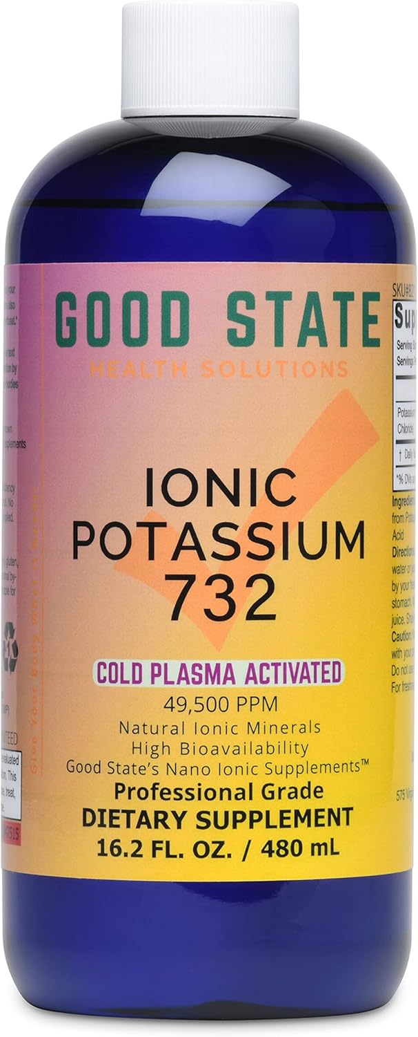 Highly Absorbable Cold Plasma-Activated Liquid Ionic Potassium - 99 mg per Serving - 240 Servings - Good State Formula 732