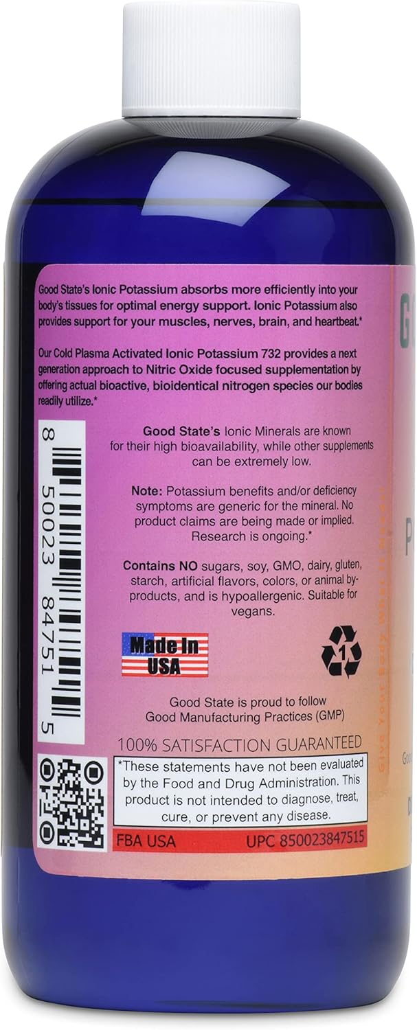 Highly Absorbable Cold Plasma-Activated Liquid Ionic Potassium - 99 mg per Serving - 240 Servings - Good State Formula 732