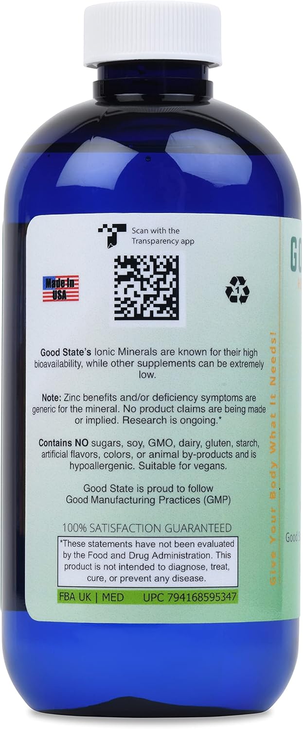 Highly Absorbable Liquid Ionic Zinc with Fulvic Acid - 96 Servings (18mg per serving) - 8 fl oz