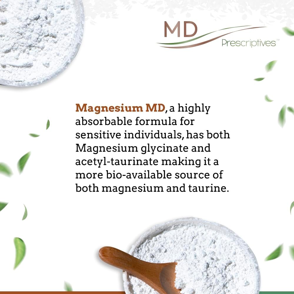 Highly Absorbable Magnesium Dietary Supplement - 120 Capsules with Glycinate & Acetyl Taurinate by MD Prescriptives