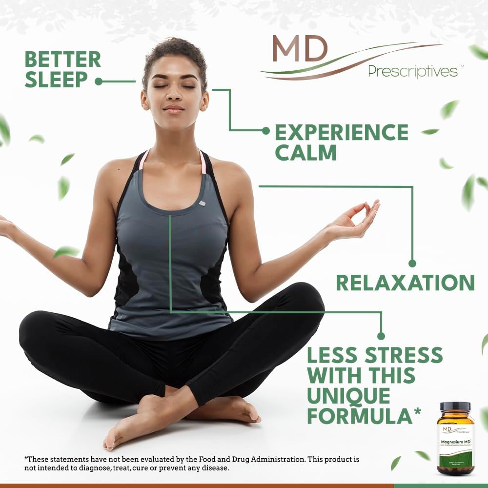 Highly Absorbable Magnesium Dietary Supplement - 120 Capsules with Glycinate & Acetyl Taurinate by MD Prescriptives
