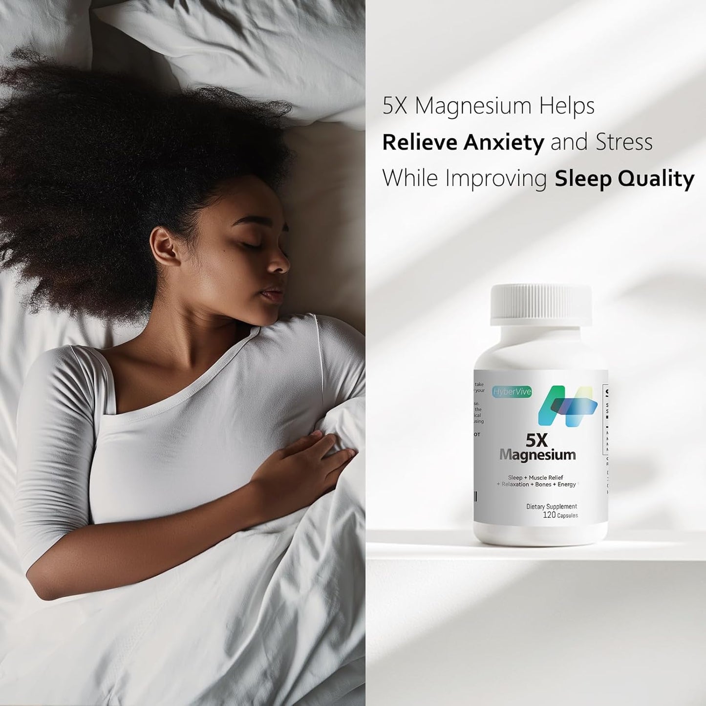 Highly Absorbable Magnesium Glycinate Supplement with Aquamin - 5X Blend of Citrate, Malate, Oxide for Relaxation, Muscle & Nerve Function Support - 500mg, 120 Capsules