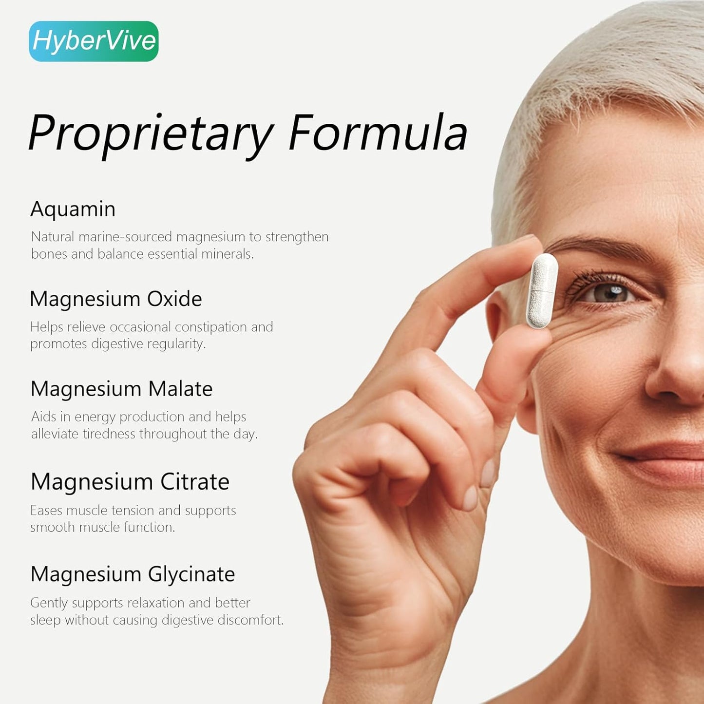 Highly Absorbable Magnesium Glycinate Supplement with Aquamin - 5X Blend of Citrate, Malate, Oxide for Relaxation, Muscle & Nerve Function Support - 500mg, 120 Capsules