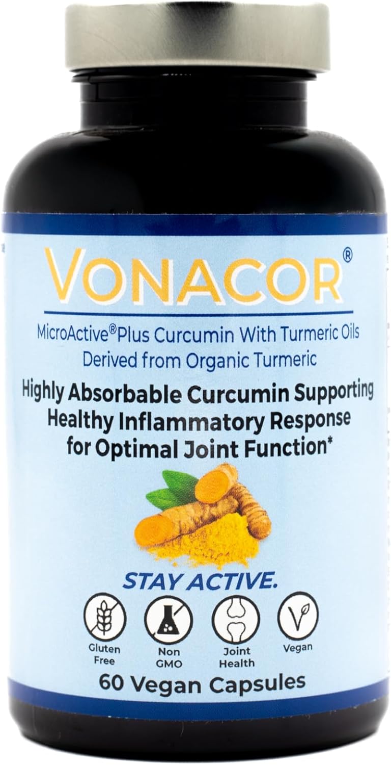 Highly Absorbable MicroActive Curcumin with Turmeric Oil Extract Capsules for Joint Health (500mg, Vegan, Non-GMO, Gluten-Free)
