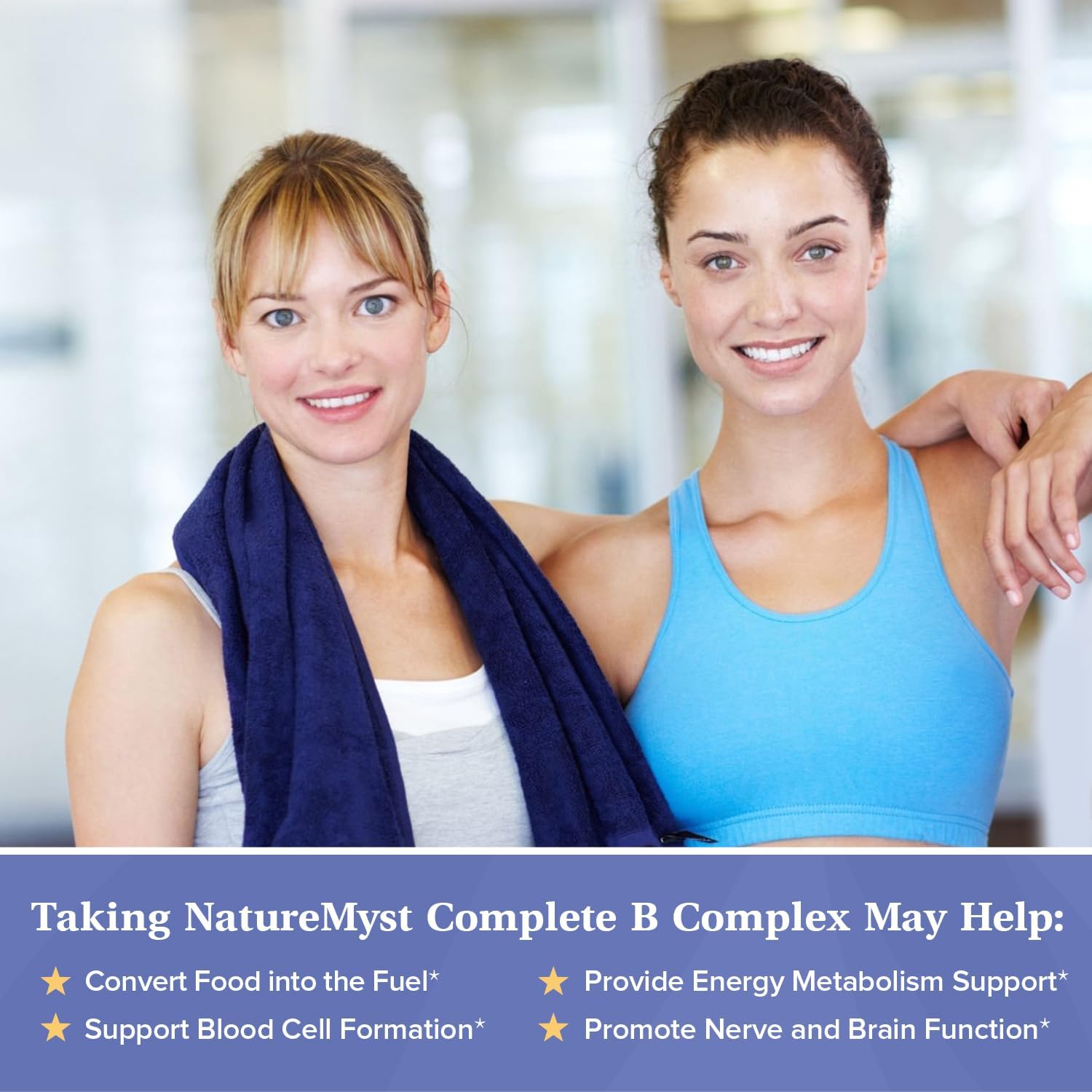 Highly Absorbable NatureMyst Complete B Complex - 60 Vegan Capsules - Energy Production - Methyl B12, Methyl Folate, Biotin - P-5-P - All 8 B Vitamins