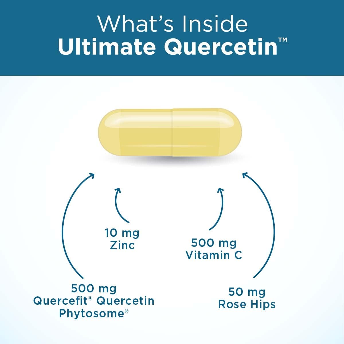 Highly Absorbable Quercefit Quercetin Phytosome with Zinc and Vitamin C - Immune and Lung Support - 60 Veg Capsules