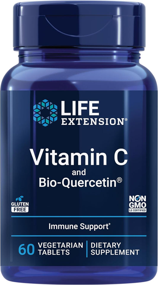 Highly Absorbable Vitamin C and Bio-Quercetin Supplement for Cardiovascular Health and Immune Support - 60 Tablets