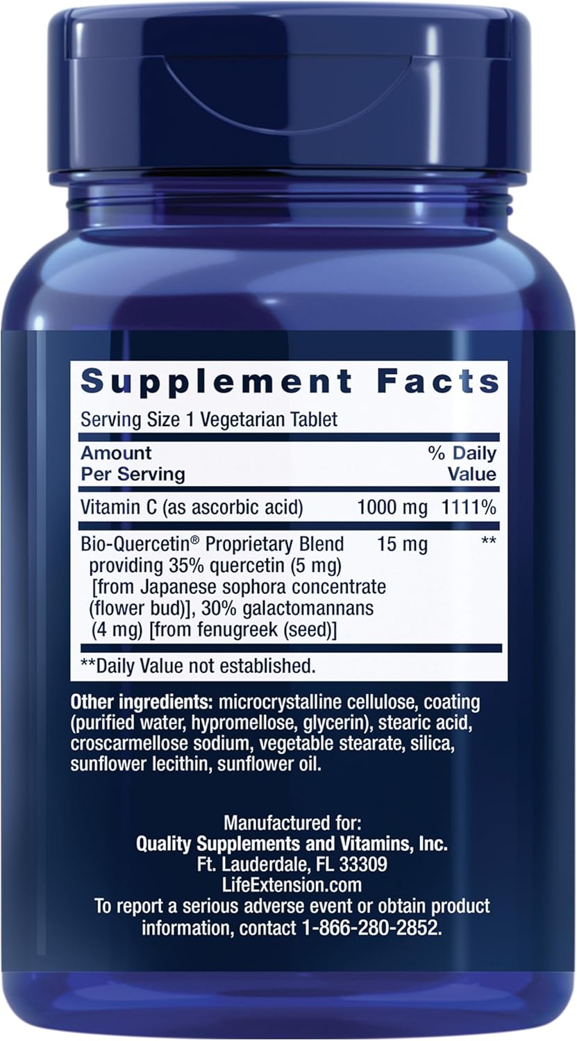 Highly Absorbable Vitamin C and Bio-Quercetin Supplement for Cardiovascular Health and Immune Support - 60 Tablets