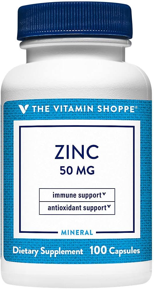 Highly Absorbable Zinc 50mg Capsules - Promotes Healthy Immune Function & Eye Health, Antioxidant Supplement - Gluten & Dairy Free - 100 Daily Servings