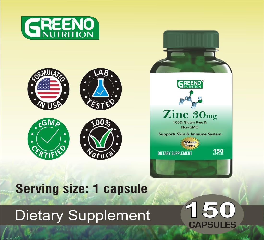 Highly Absorbable Zinc Picolinate Capsules 30mg - Immune System Support - 150 Count (5 Months) by GREENO NUTRITION