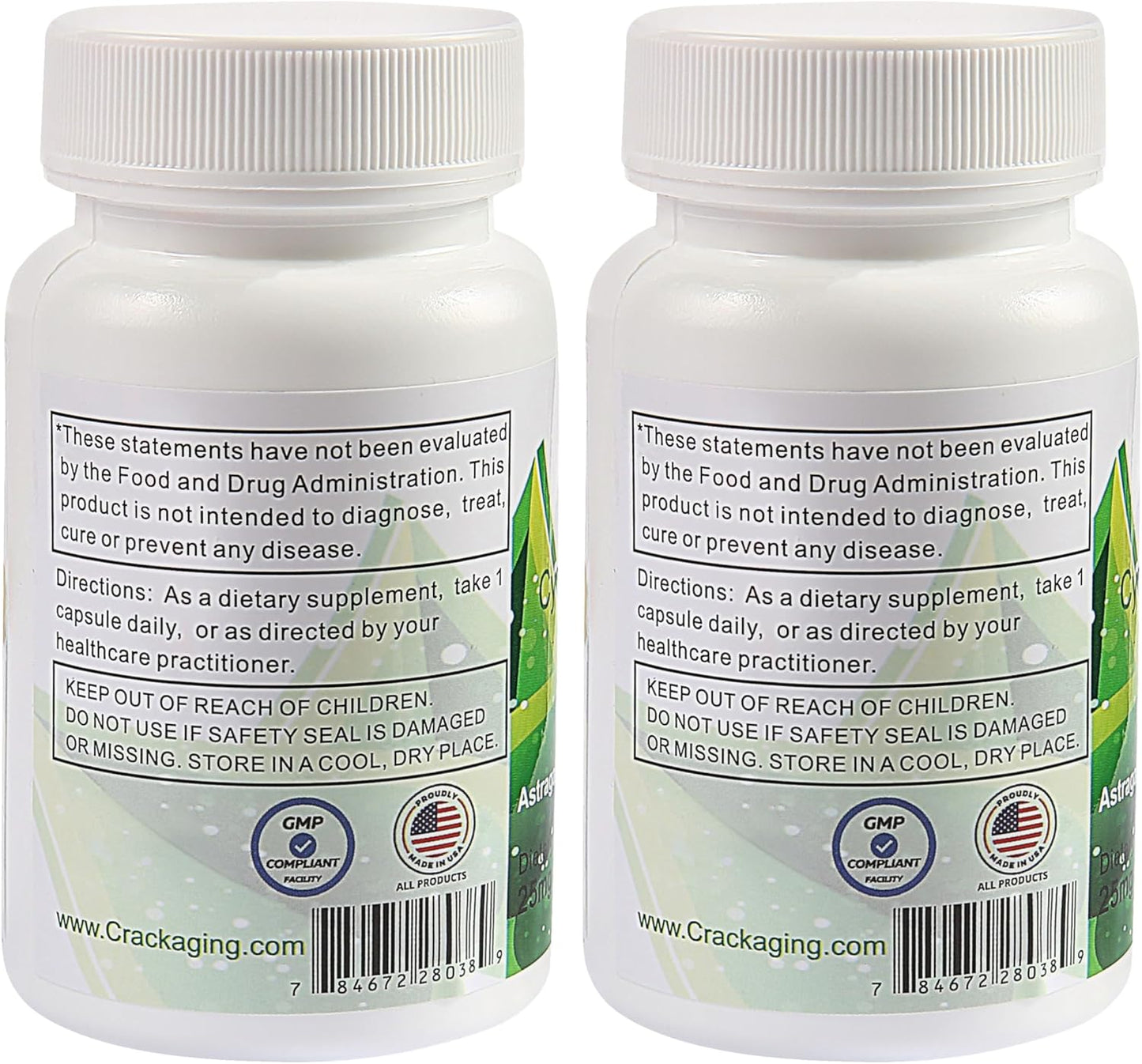 Highly Absorbent Cycloastragenol 98% 25mg 60 Capsules - Anti-Aging Telomerase Activator for Cell Health and Longevity - Pack of 2 Bottles