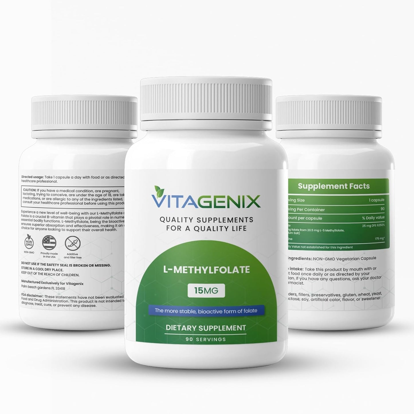 Highly Bioactive VITAGENIX L-Methylfolate Supplement for Mood & Immune Support - Optimized 15 Mg Methyl Folate