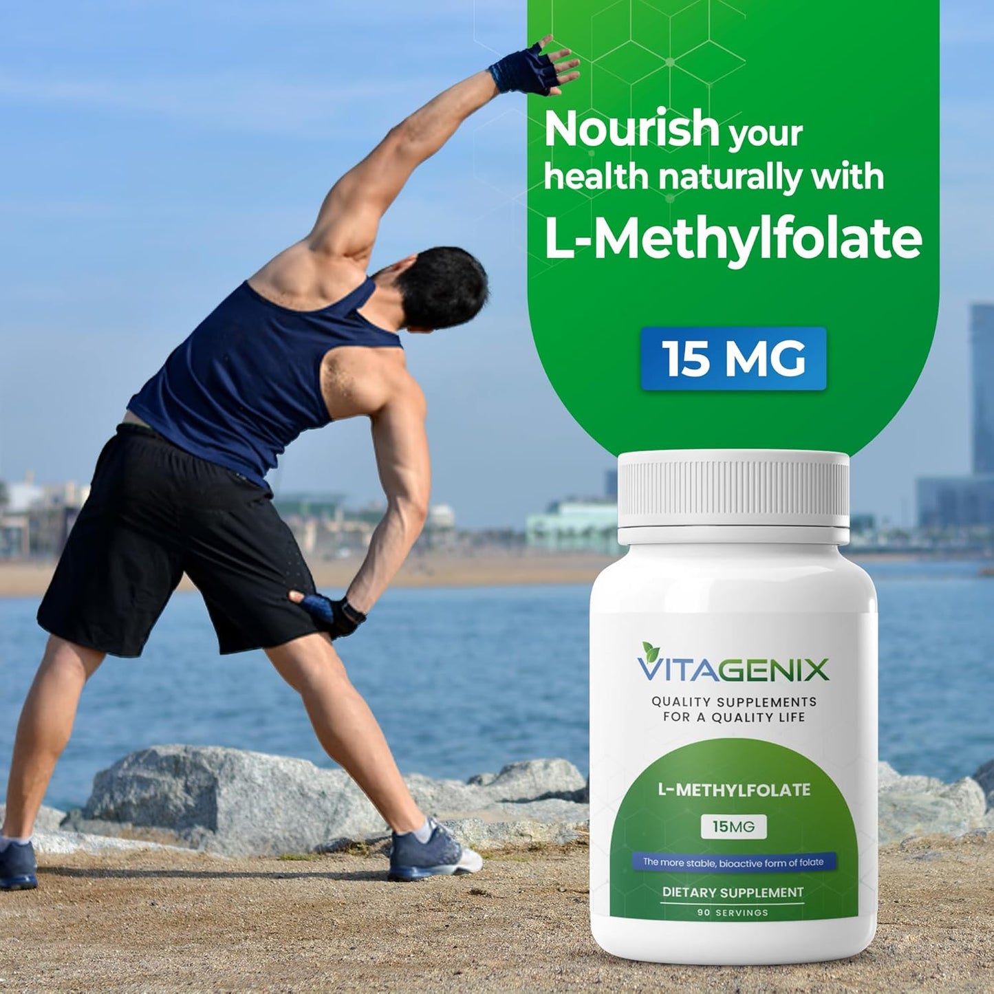 Highly Bioactive VITAGENIX L-Methylfolate Supplement for Mood & Immune Support - Optimized 15 Mg Methyl Folate