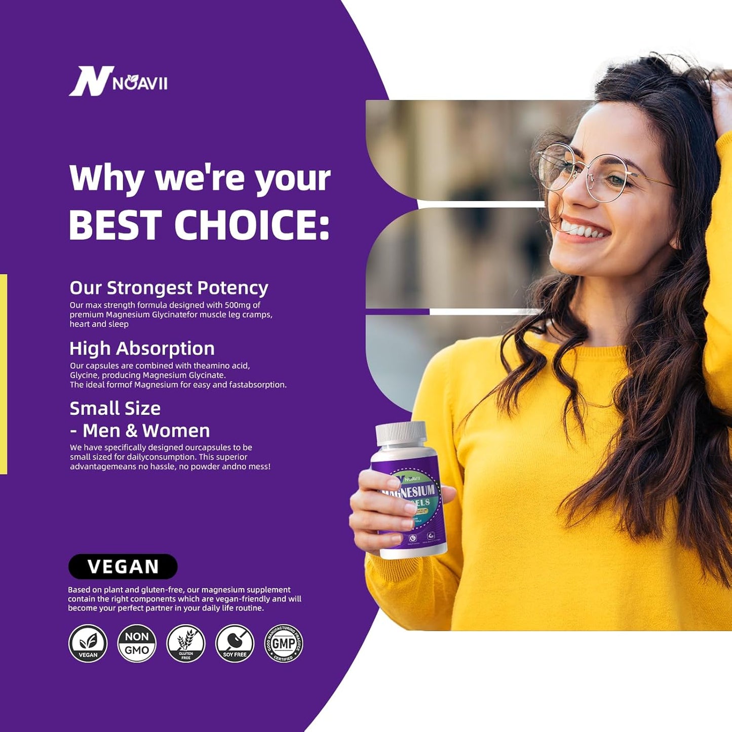 Highly Bioavailable Magnesium Glycinate Softgels with D3 & K2 for Sleep & Calm Support