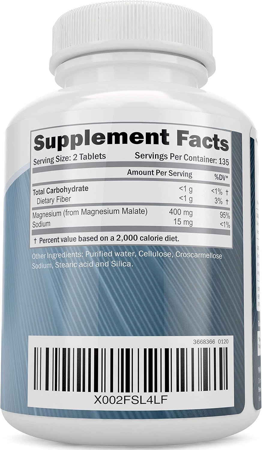 Highly Bioavailable Magnesium Taurate & Malate Bundle - 400mg - 270 Vegetarian Tablets x2 - Maximum Absorption