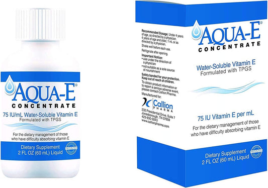 Highly Concentrated Aqua-E Vitamin E Liquid Supplement - 75 IU/ml, 60 ml Bottle