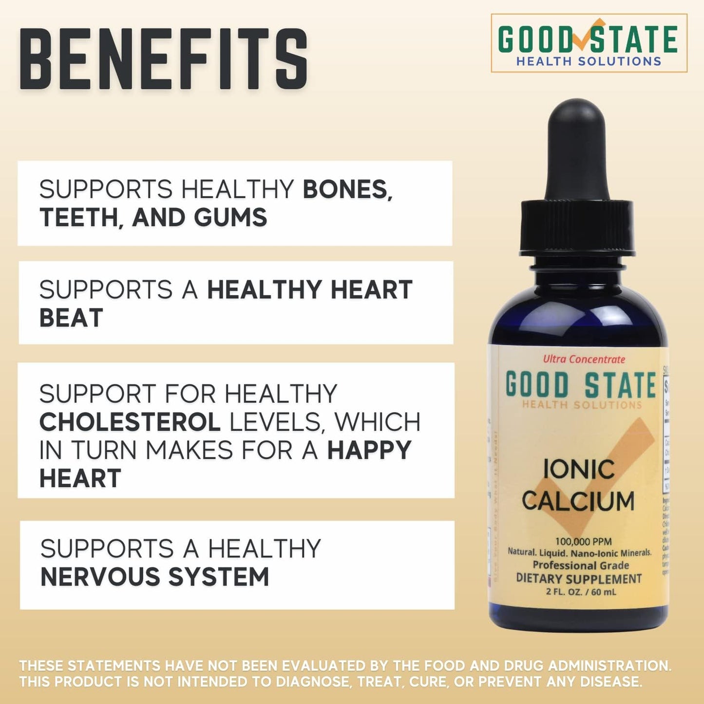 Highly Concentrated Liquid Ionic Calcium Supplement - 10 Drops = 50mg - 100 Servings - 1.6fl. oz Bottle