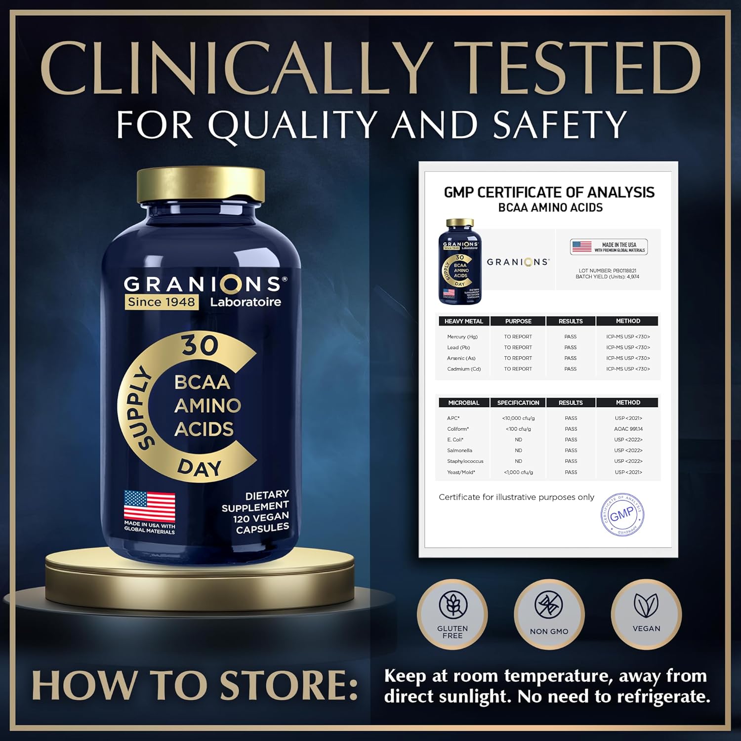 Highly Effective Essential Amino Acids Supplement for Optimal Energy & Muscle Recovery - 120 Vegan Capsules, All 9 BCAAs EAA Formula